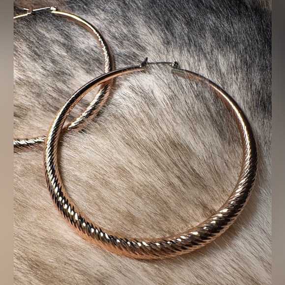 Diamond Cut Solid Polished Bronze Hoops - Picture 3 of 5
